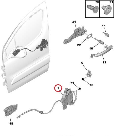 Ukselukusti esiuksele parem OEM Citroen Berlingo/Peugeot Partner 2008-