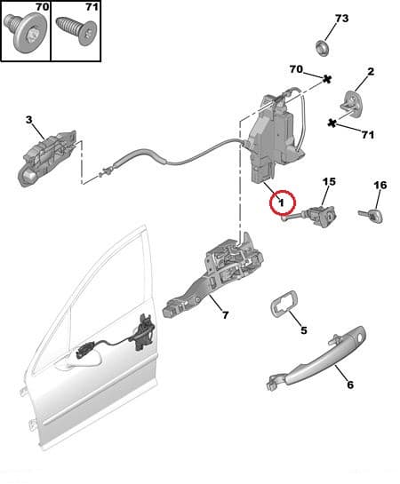Ukselukusti esiuksele vasak OEM Peugeot 407