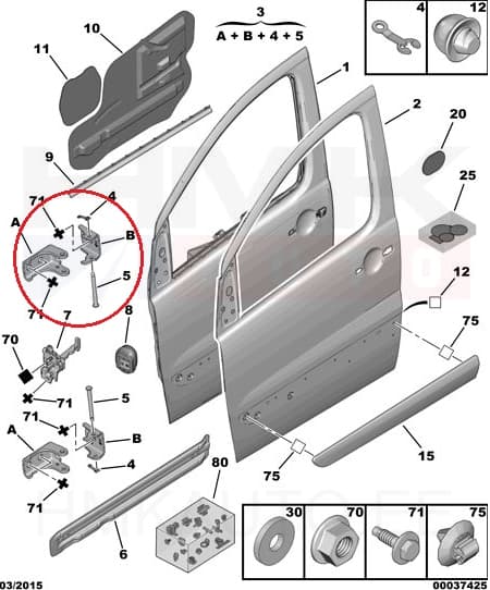Esiukse hing ülemine vasak OEM Jumpy/Expert/Scudo 07-