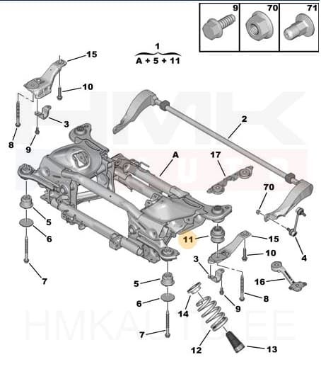 Sillaraami puks tagumine , tagasild OEM Peugeot 508