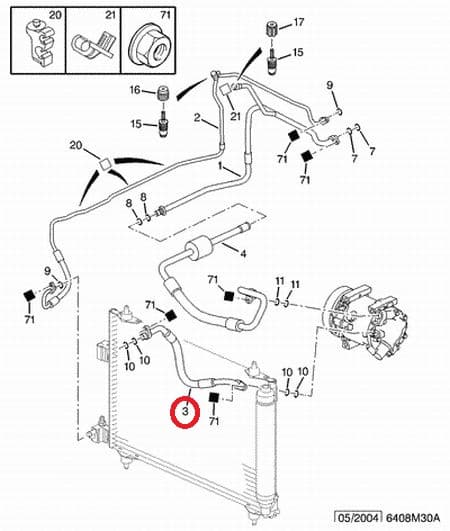 Konditsioneeri toru, kõrgsurve OEM Citroen C5/Peugeot 407