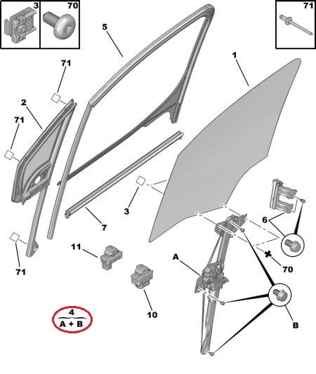 Klaasitõstuk eesmine vasak (elektriline, koos mootoriga) OEM Partner/Berlingo 08-