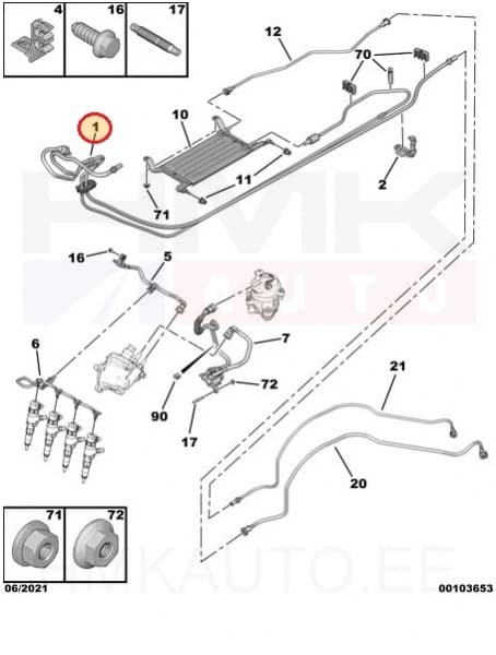 Kütusetorustik OEM Citroen/Peugeot 1,6HDi