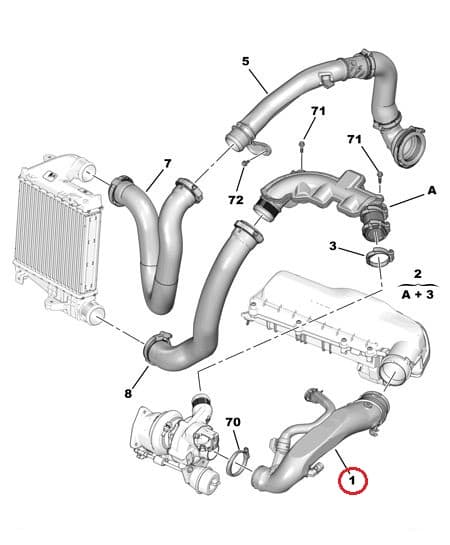 Turbo õhutoru OEM Citroen/Peugeot EP6