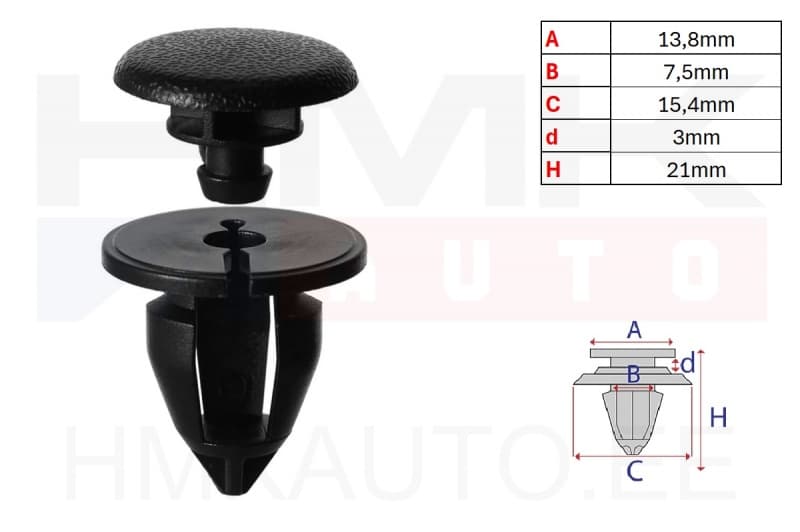 Liistu/polstri tüübel Renault Trafic II (1tk.)