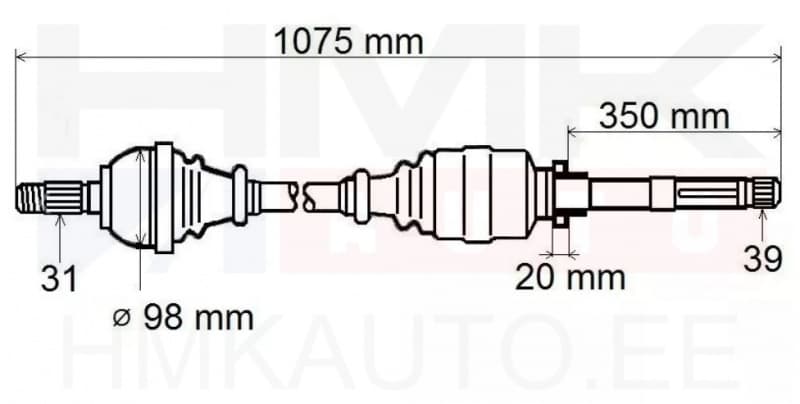Veovõll komplektne parem Renault Master 2,3DCI 2014-