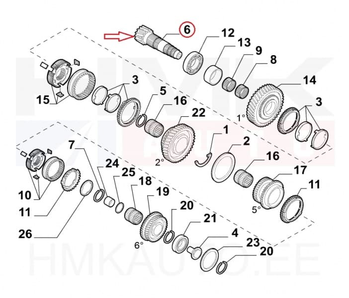 Käigukasti abivõll 16x73 pikk OEM Jumper/Boxer/Ducato 2017- M40