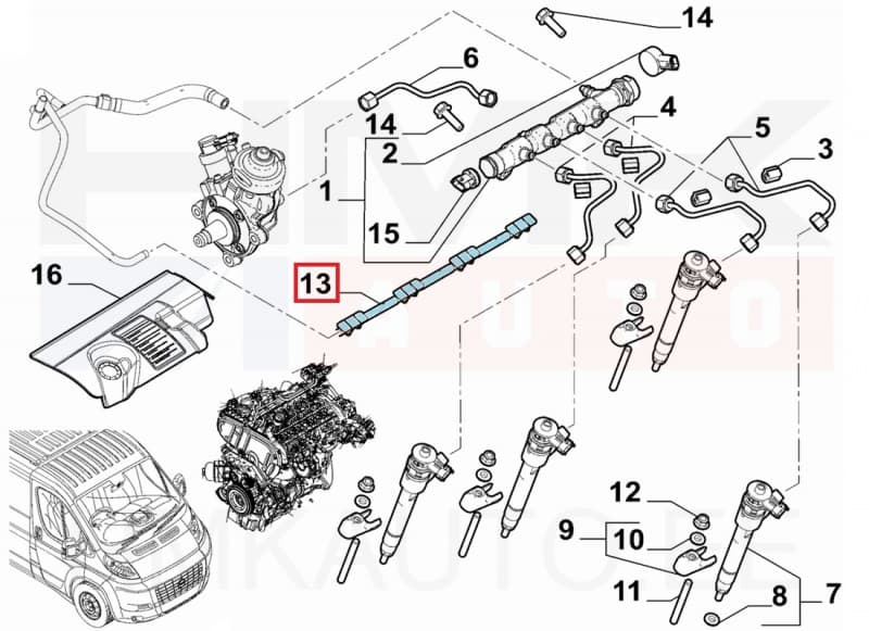 Pihustite tagasivoolutoru OEM Fiat Ducato MCA 2,2D 2021-