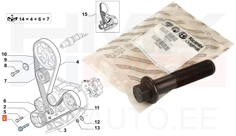 Väntvõlli rihmaratta polt OEM Fiat Ducato 2,3JTD