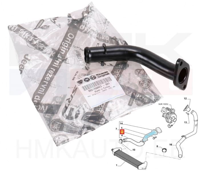 Turbo õhutoru OEM Fiat Doblo 1,3JTD