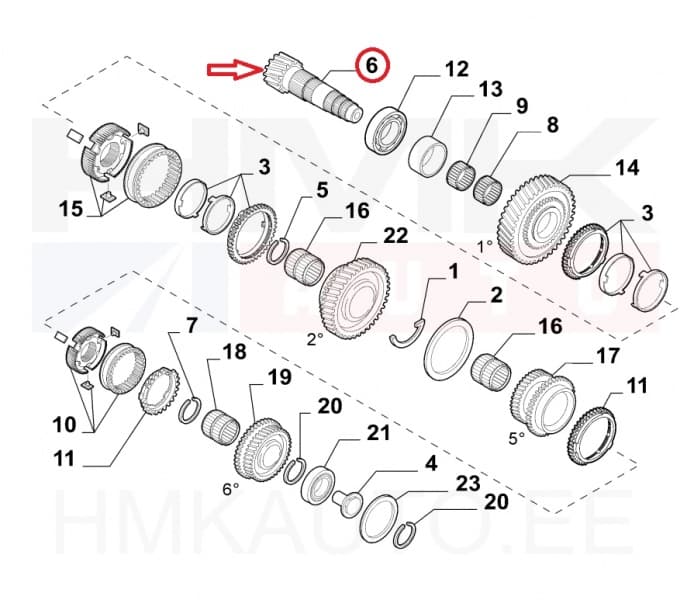 Käigukasti abivõll 15x73 pikk OEM Jumper/Boxer/Ducato 2011-16 3,0HDI