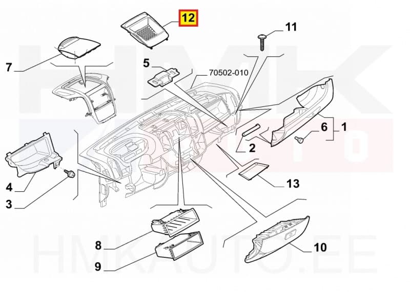 Armatuuri sahtel keskmine pealmine OEM Jumper/Boxer/Ducato 2014-