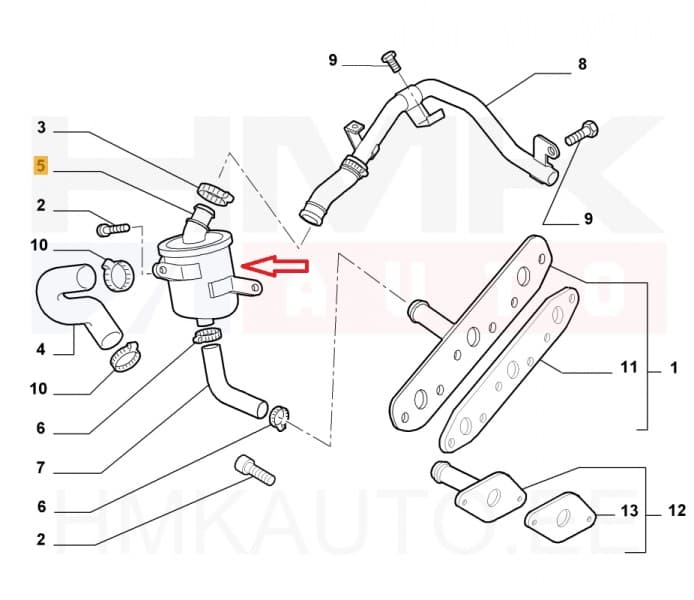 Karterituulutuse klapp Fiat 1,3JTD