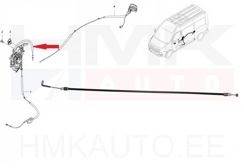 Ukselukusti tross liuguksele keskmine Renault Master 2010-