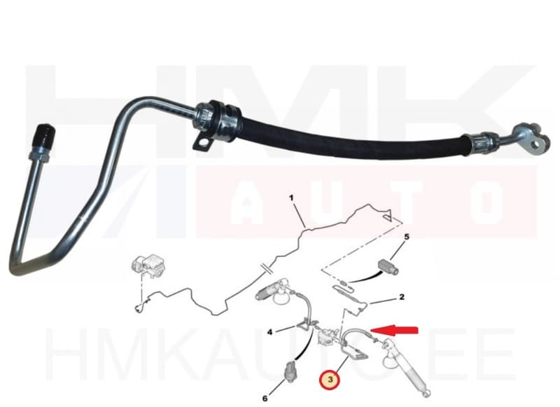 Tagavedrustuse hüdraulika toru vasak Citroen C5,C6