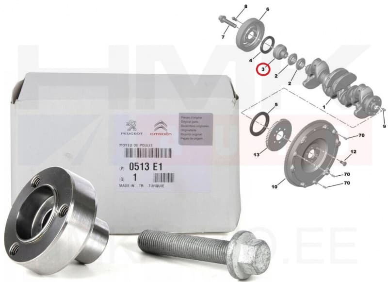 Väntvõlli rihmaratta rumm OEM Peugeot/Citroen 1,6 THP/VTi