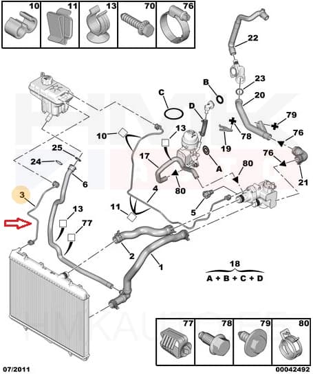 Paisupaagi ülevoolu toru OEM Citroen/Peugeot