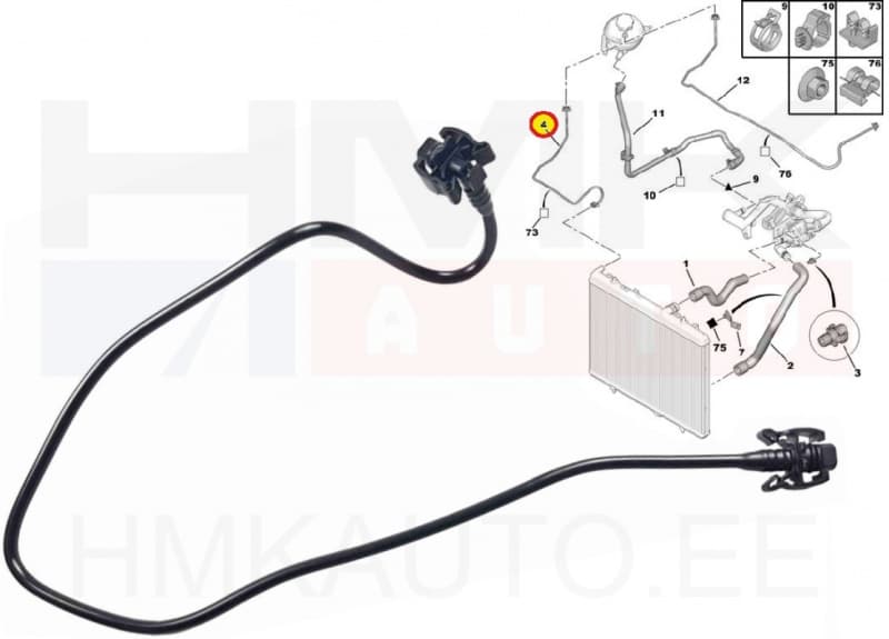 Jahutusvedeliku paisupaagi toru OEM Citroen/Peugeot 1,6HDI