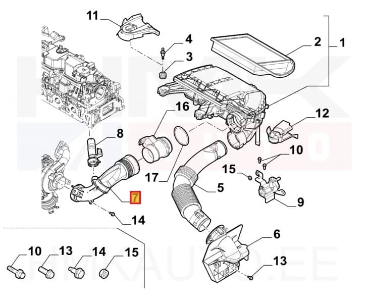 Õhufiltri toru OEM Citroen/Peugeot 1,6HDI