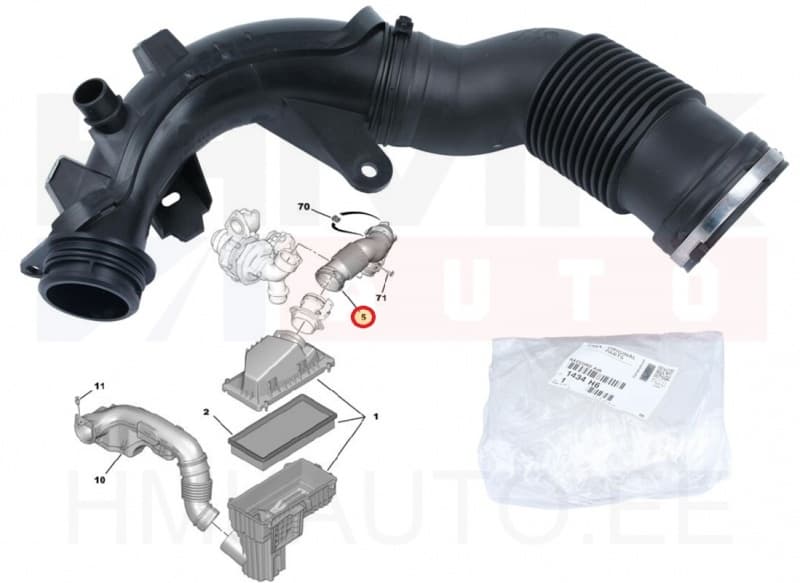 Õhufiltri toru OEM Citroen C5/Peugeot 508 2,2HDI