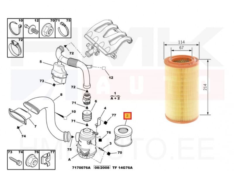 Õhufilter OEM Berlingo/Partner 1,9D DW8 99-