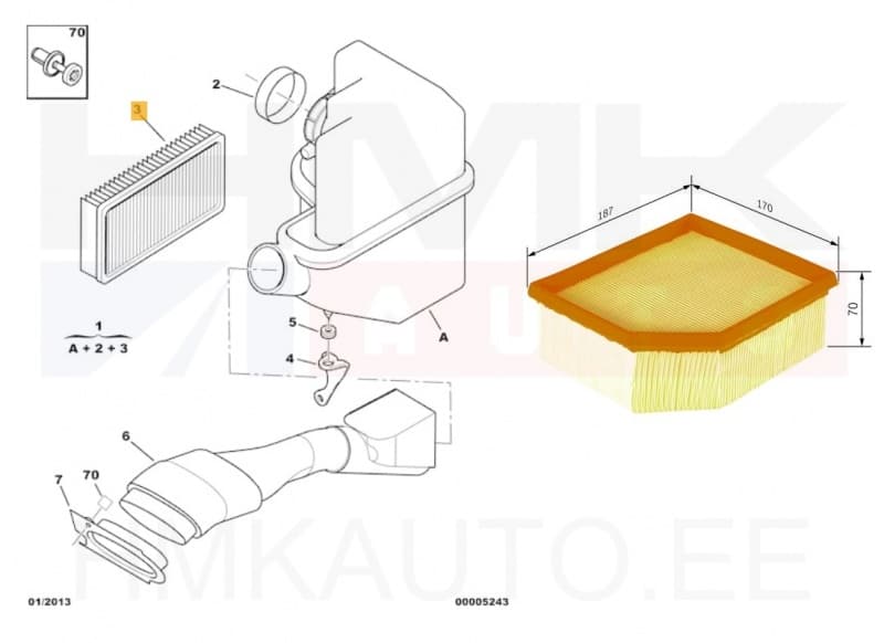 Õhufilter OEM Berlingo/Partner 1,6 16V 2001-