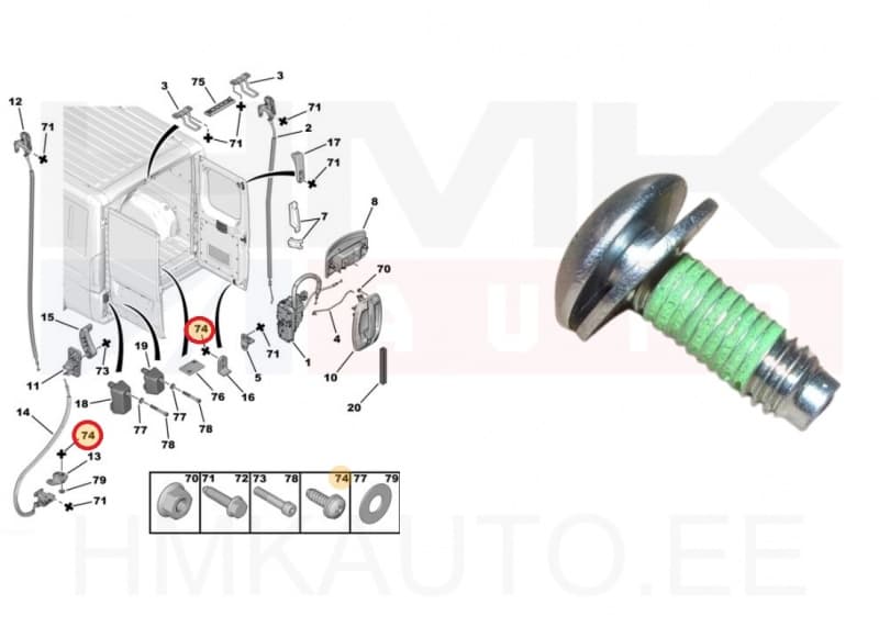 Ukselukusti vastuse kinnituspolt OEM Jumper/Boxer/Ducato 06-