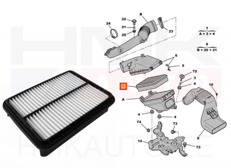 Õhufilter OEM Citroen C4 Aircross/Peugeot 4008 1,8HDi