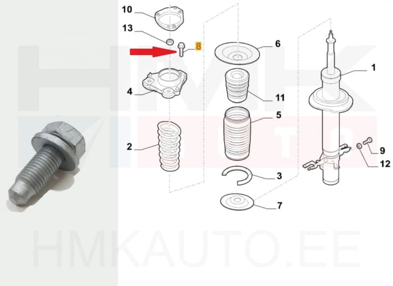 Amortisaatori padja kinnituspolt OEM Jumper/Boxer/Ducato 14-