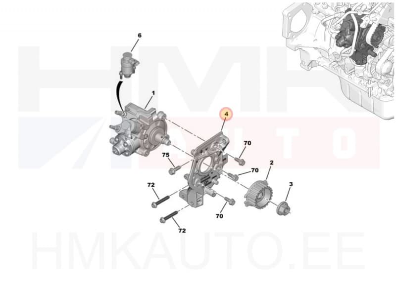 Kõrgsurvepumba kronstein OEM Citroen/Peugeot 1,6HDi