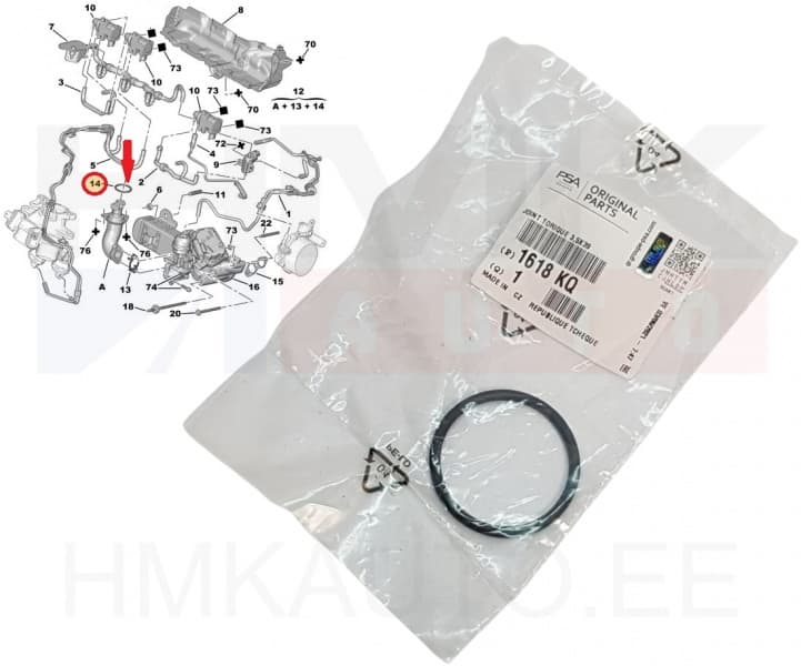 EGR toru tihend OEM Citroen C5 III 39x3,5