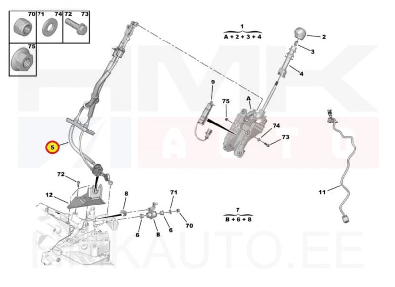 Käiguhoovastiku trosside komplekt OEM Jumper/Boxer 2016- MLGU6 Euro6 (+StartStop)
