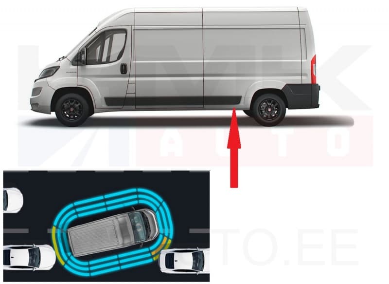 Külgpaneeli eesmine liist vasak OEM Jumper/Boxer/Ducato MCA 2021- L3 (360° Parking)