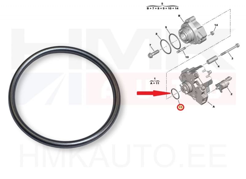 Kõrgsurvepumba tihend OEM Jumper/Boxer/Ducato/Daily 3,0HDi 44,2x3