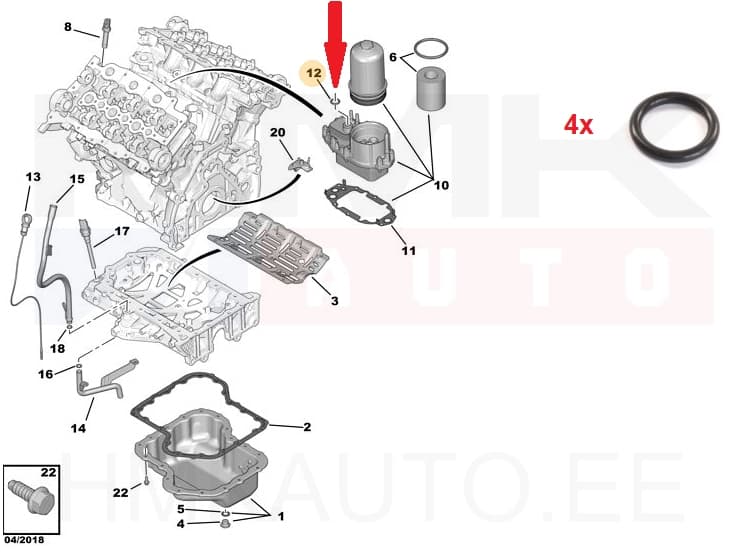 Õlijahuti tihend OEM Citroen/Peugeot 2,7HDi