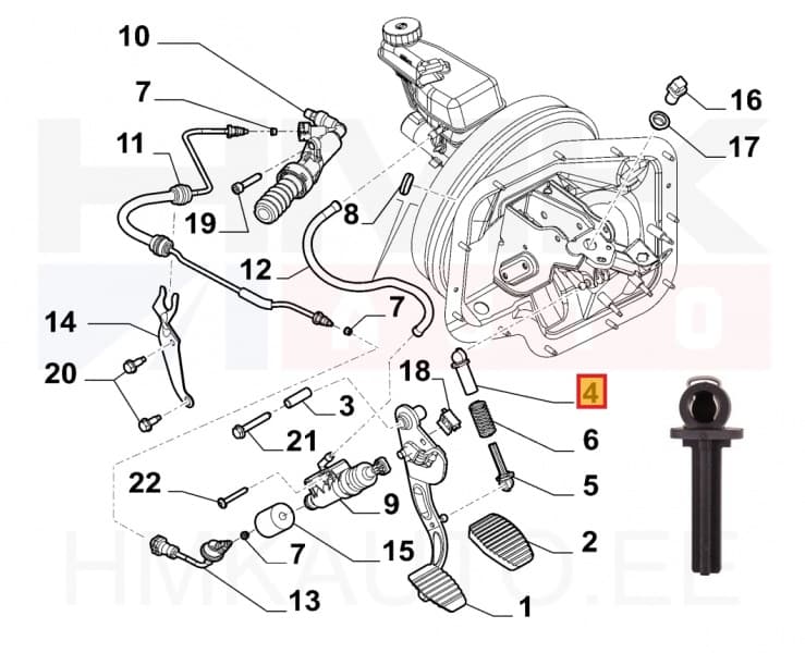 Siduripedaali vedru kinnitus OEM Jumpy/Expert/Scudo 2007-