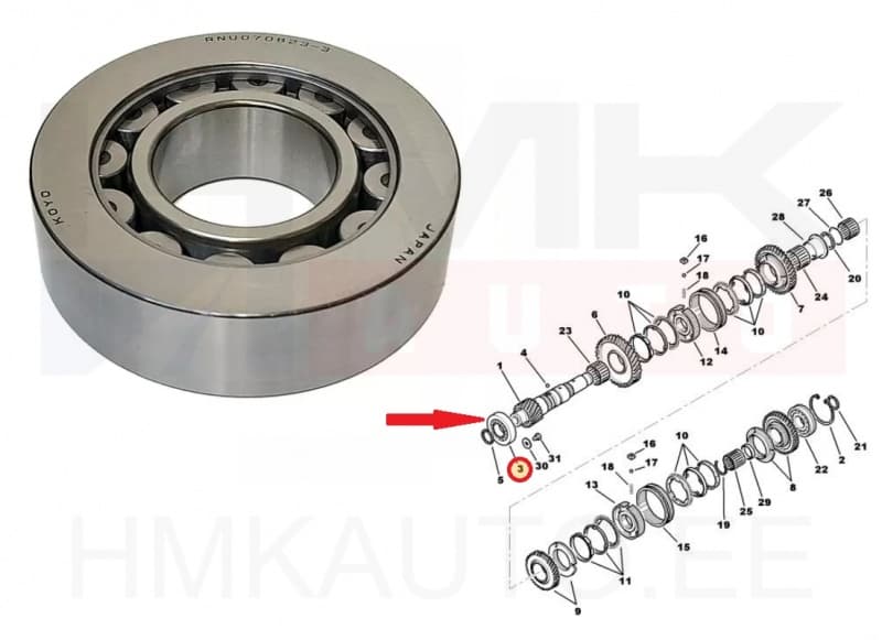 Käigukasti laager 36x84x22,75/21,75 OEM Citroen C-Crosser, Peugeot 4007, Mitsubishi Outlander