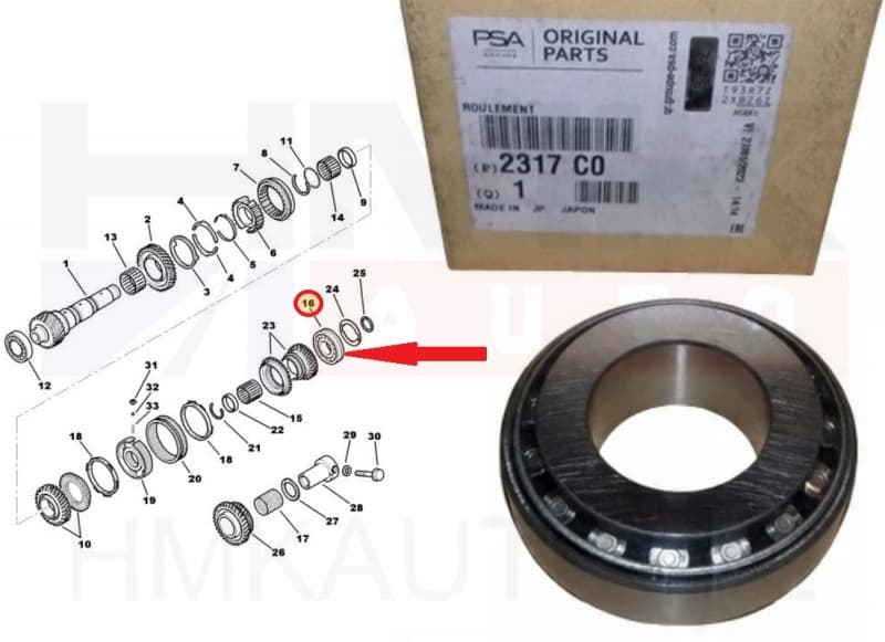 Käigukasti laager 32x65x21,5 OEM Citroen C-Crosser, Peugeot 4007, Mitsubishi Outlander