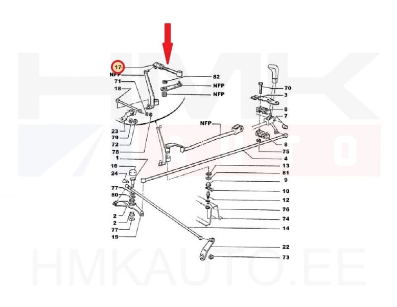 Käiguhoovastiku varras OEM Peugeot 205