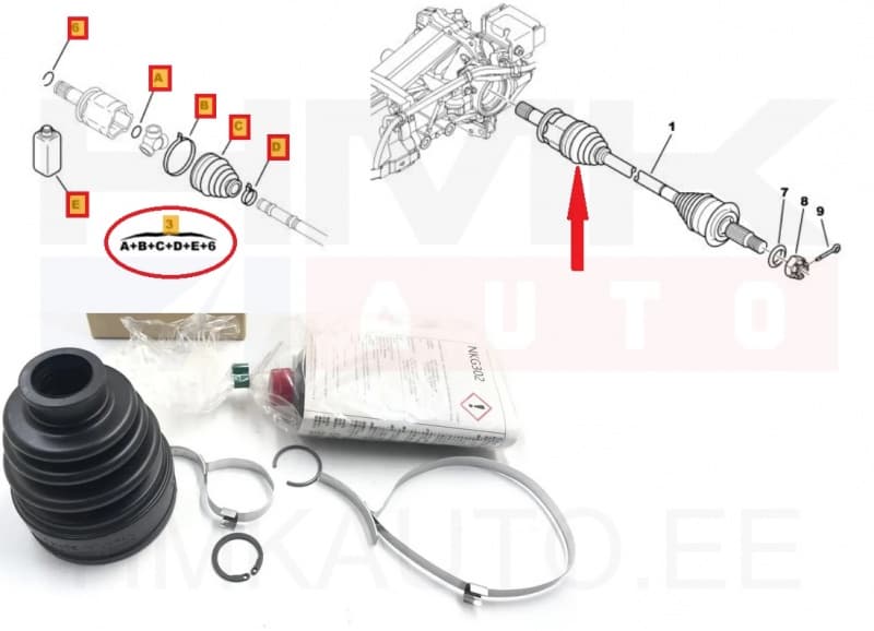 Veovõlli kaitsekumm sisemine tagumine OEM Citroen C4 Aircross, C-Crosser/Peugeot 4007,4008 4WD