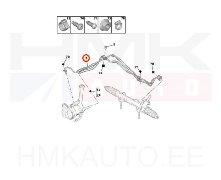 Roolivõimendi torude komplekt OEM Berlingo/Partner