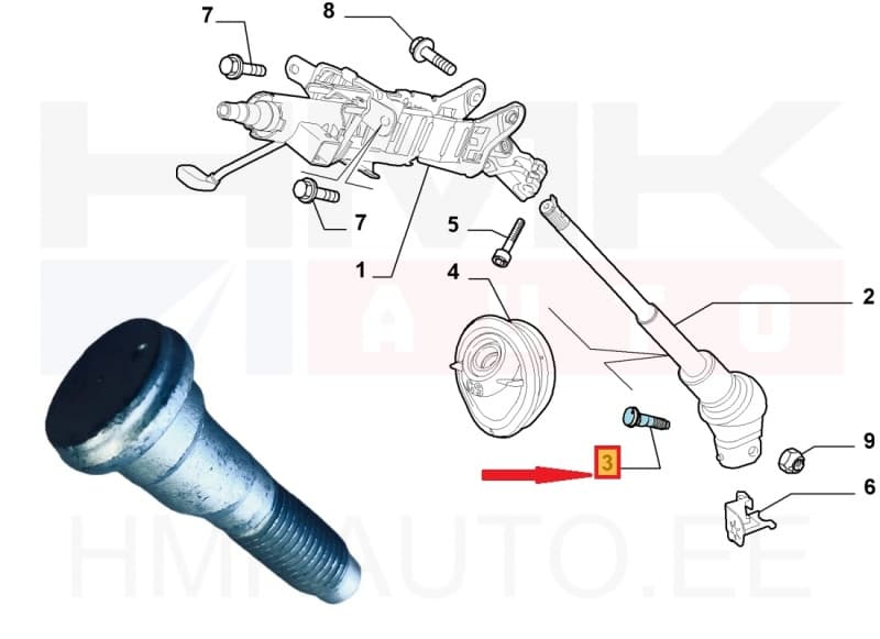 Roolisamba kardaanliigendi polt OEM Jumpy/Expert/Scudo