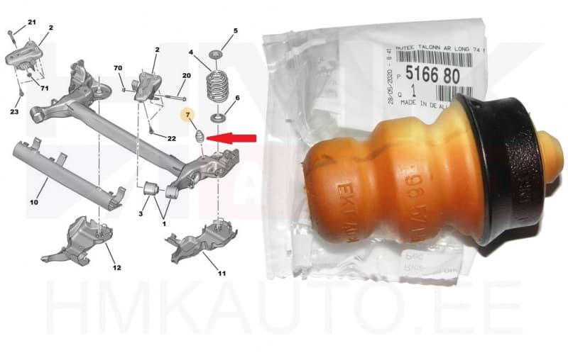Vedrustuse läbilöögi puhver, tagumine OEM Citroen C-Elysee / Peugeot 207
