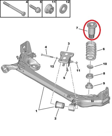 Vedrustuse läbilöögi puhver, tagumine OEM Citroen Nemo/Peugeot Bipper