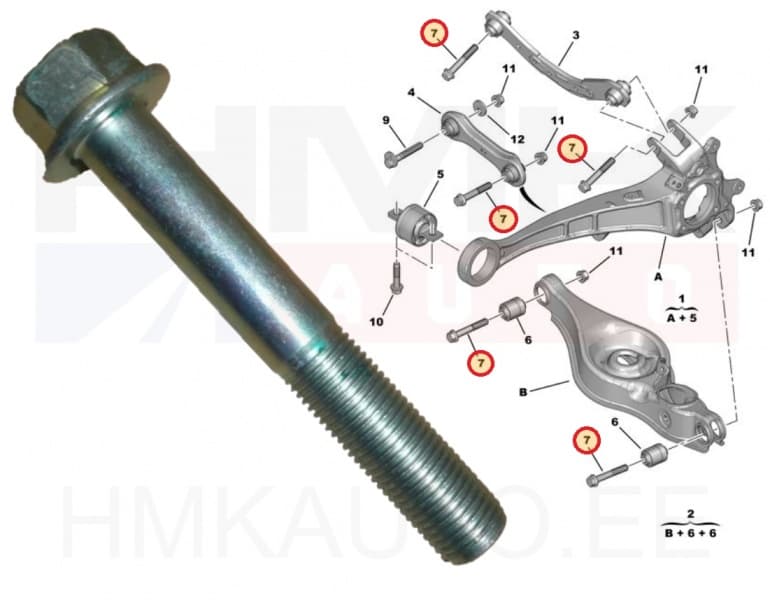 Tagasilla õõtshoova polt OEM Citroen C-Crosser/Peugeot 4007,4008