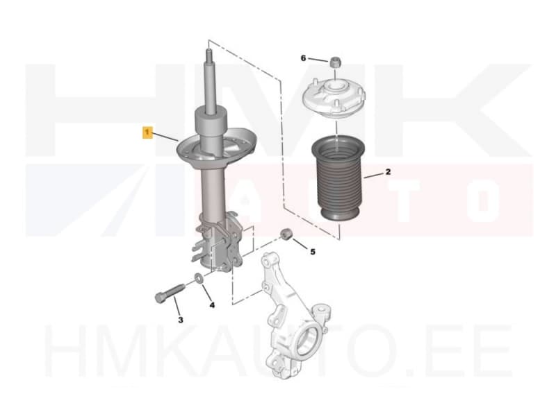 Amortisaator eesmine vasak OEM Nemo/Bipper/Fiorino