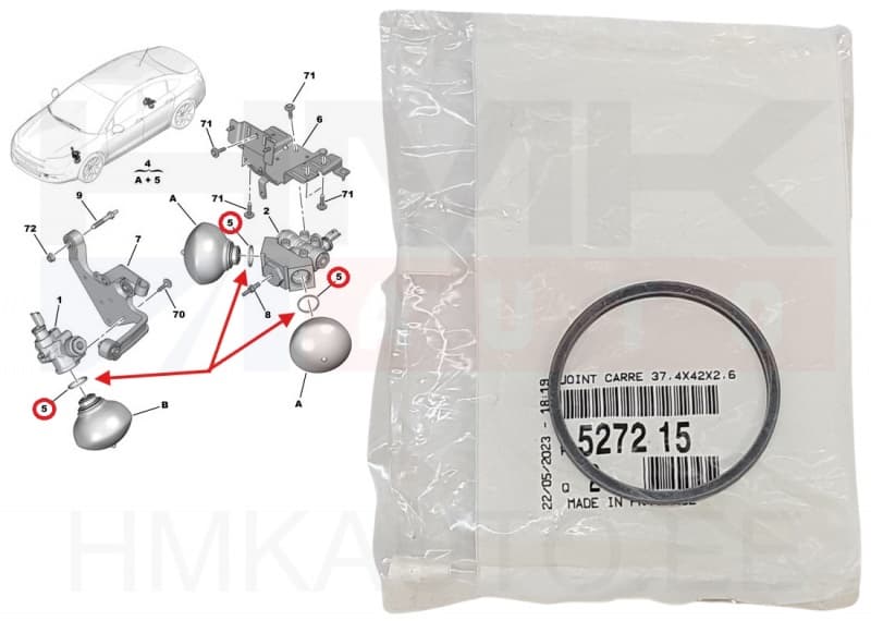 Vedrupalli tihend OEM Citroen C5,C6 37,4X42X2,6