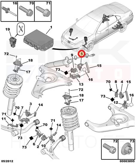 Kõrgusandur tagasillale parem OEM Peugeot 607