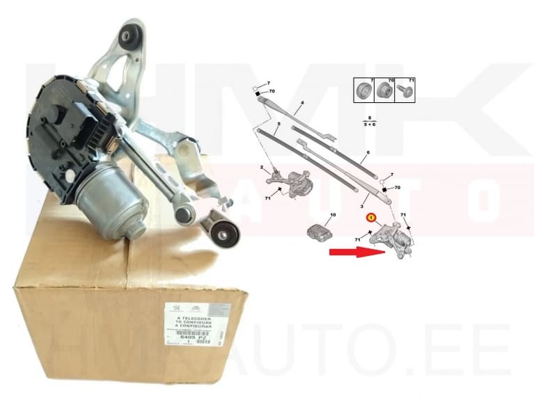 Klaasipühkija mootor vasak Peugeot 3008,5008 08-