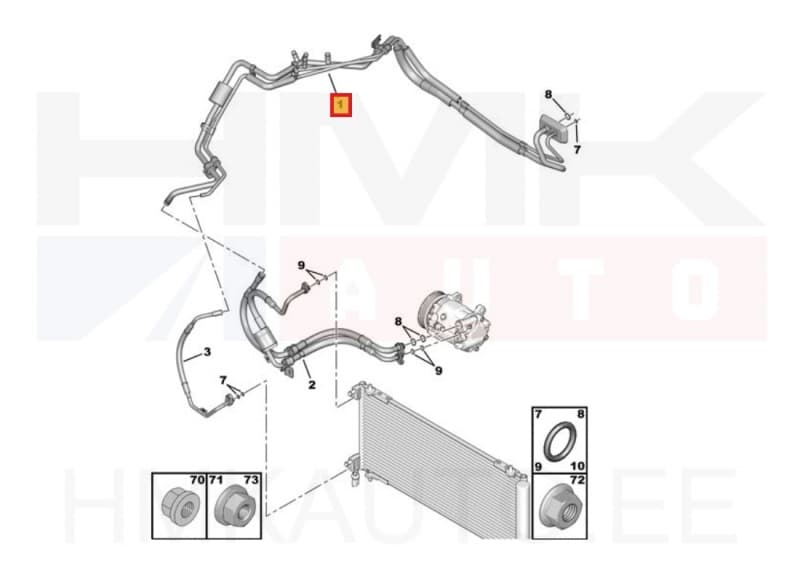 Konditsioneeri torud OEM Peugeot 607